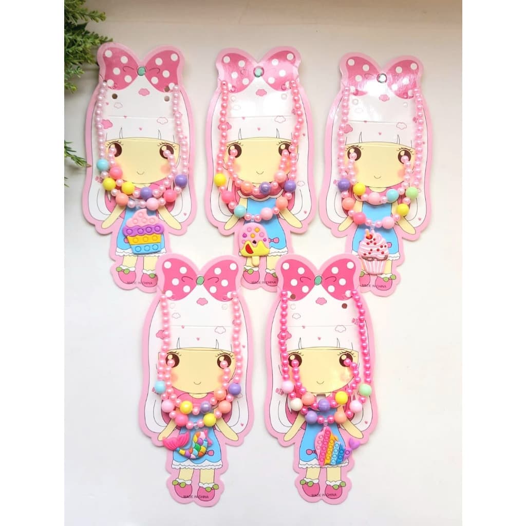 Kit Colar e Pulseira Infantil Menininha Colorido Divertido