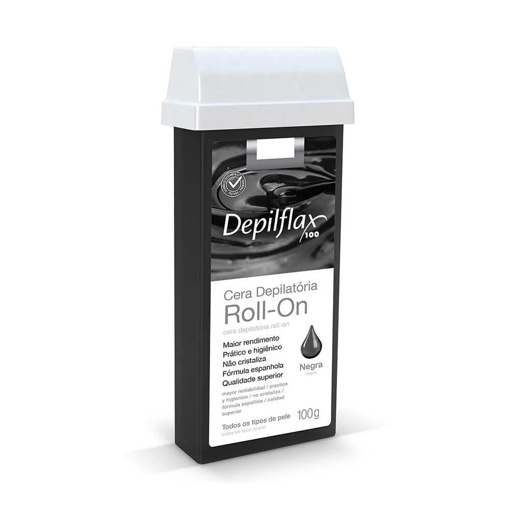 Cera Depilatória Negra Refil Roll On Depilflax Alta Aderência Depilação 100g