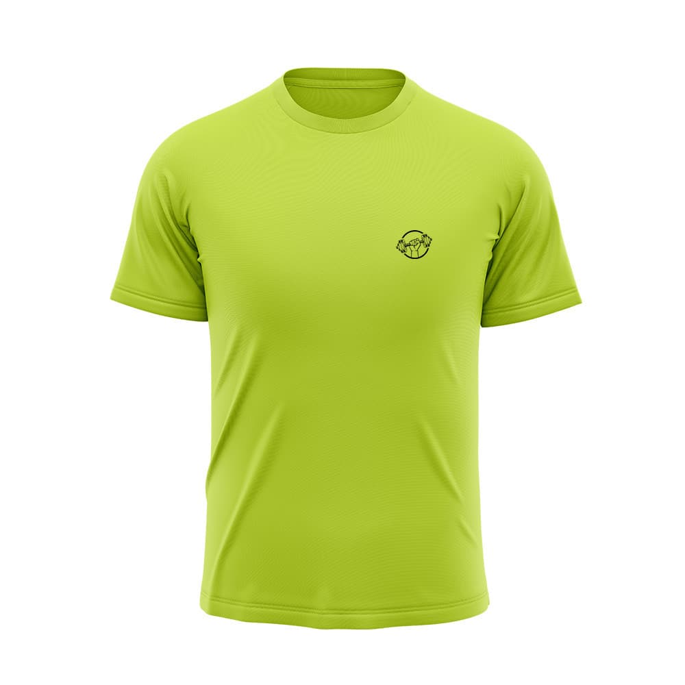 Camiseta Masculina Manga Curta Dry Proteção Solar UV Fitness Estampado Peso Mão Verde