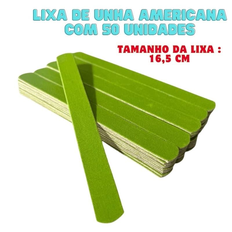 Lixa de Unha Americana Larga Verde com 50un