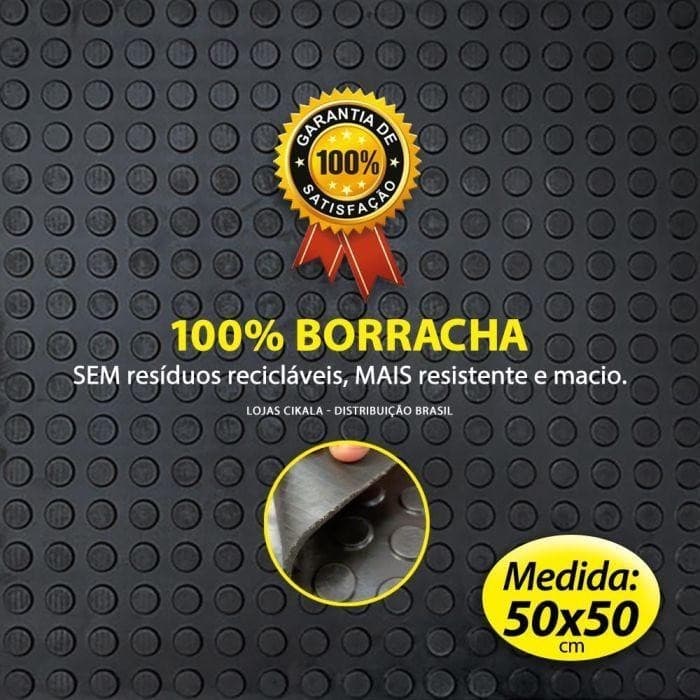 01 Piso Moeda Preto Borracha Academia Antiderrapante 50x50cm