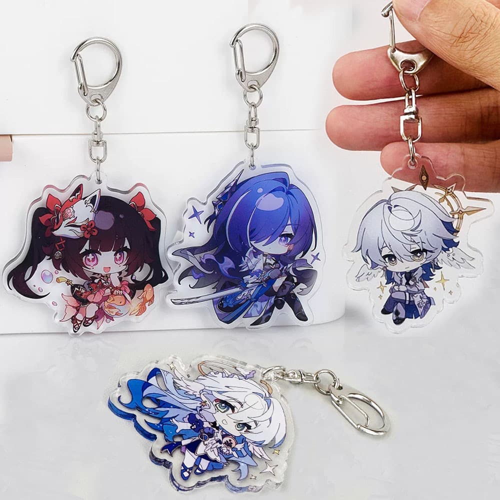 Anime Game Honkai : Chaveiros Star Rail Moda Lados Duplos Acheron Aventurine Figura Porta-Chaves Carro Presentes