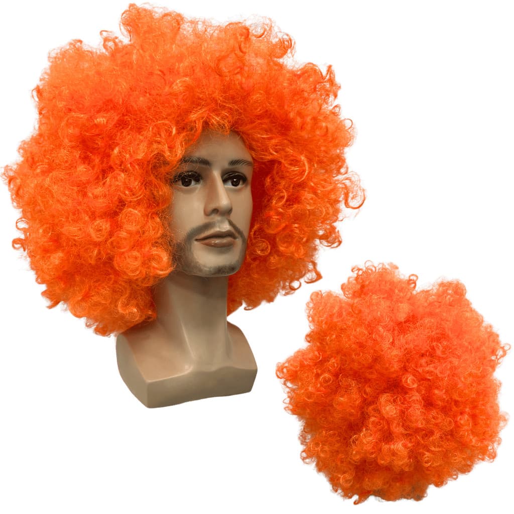 Peruca black power super volumosa laranja chapeleiro maluco