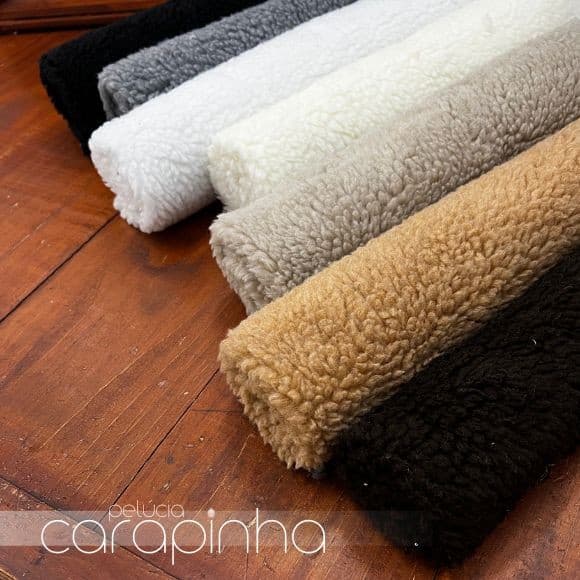 Carapinha 50cm x 1,55m tecido pelô Encaracolado e base firme para Ovelhas, Pantufas e Artesanatos em Geral