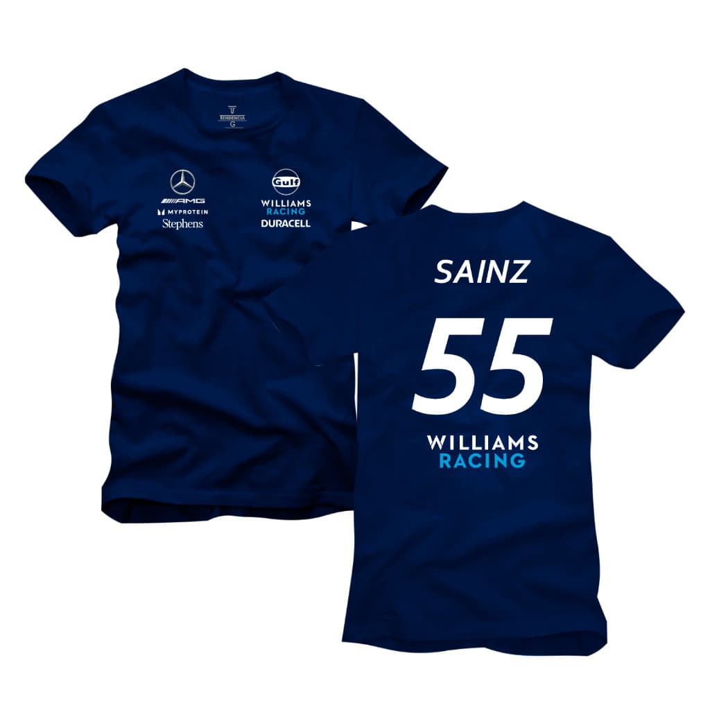 Camiseta Algodão Williams Racing Sainz 55 Corrida Automotivo