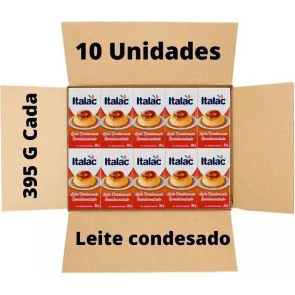 Combo 10 Caixa Leite Condensado Italac Pudim Doces Bolos 395g
