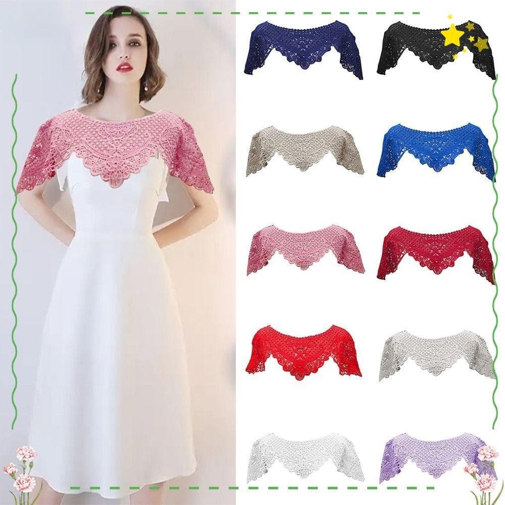 Xale protetor solar, blusa de biquíni vazada de renda, jaqueta de gola falsa, envoltório de ombro, Envelope de pescoço,