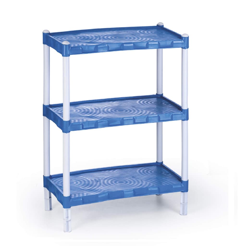 Estante Plástica Organizadora Azul Com 3 Prateleiras