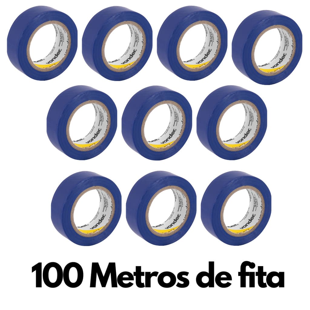 Kit 10 Fitas Isolantes, 19,0 mm x 10 Metros Azul VONDER