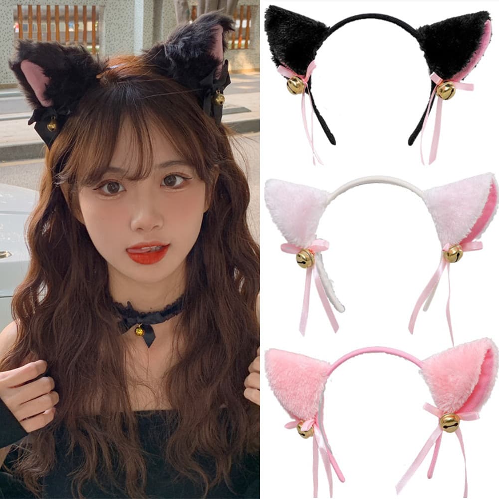 Doce De Pelúcia Orelha De Gato Hairband Simples Sino Arco Aros De Cabelo Cosplay Acessórios Presentes Jóias