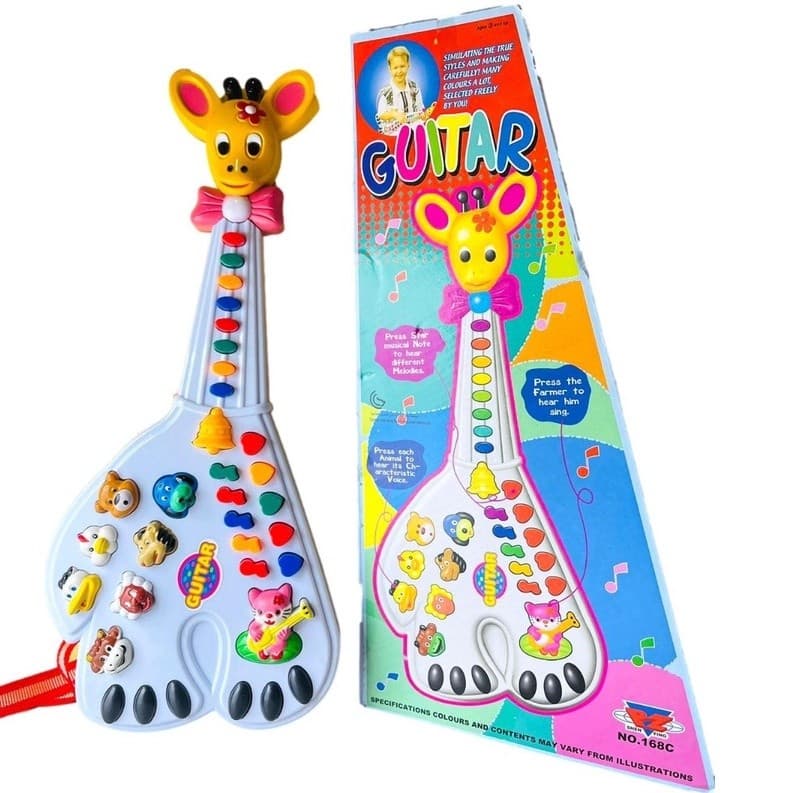 Guitarra Girafa Musical Com Sons de Bichos e Luzes 26 Teclas