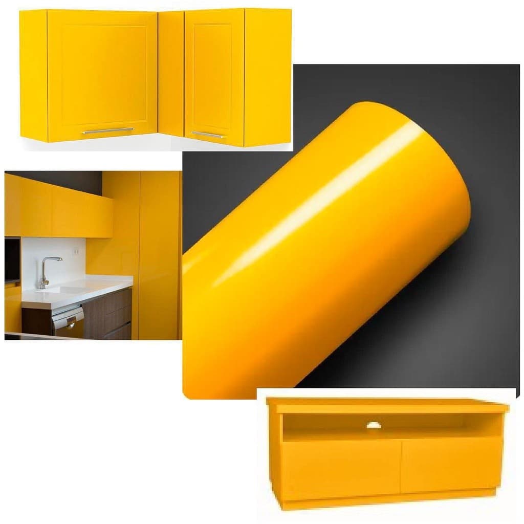 Adesivo Geladeira Moveis Eletros Amarelo Ouro Envelopamento Móveis Parede Autocolante 0,50x 2 Mts