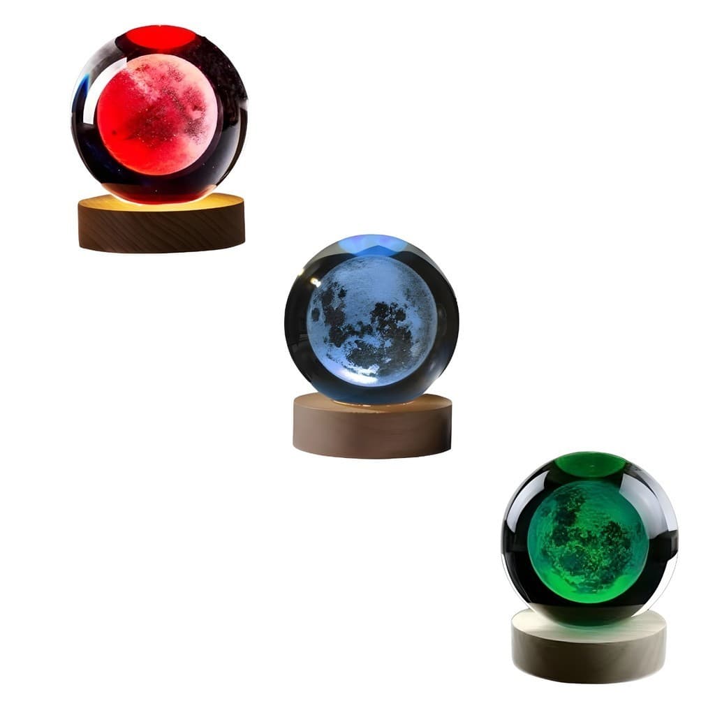 ENFEITE LUMINÁRIA DE MESA BOLA DE CRISTAL LUA CHEIA