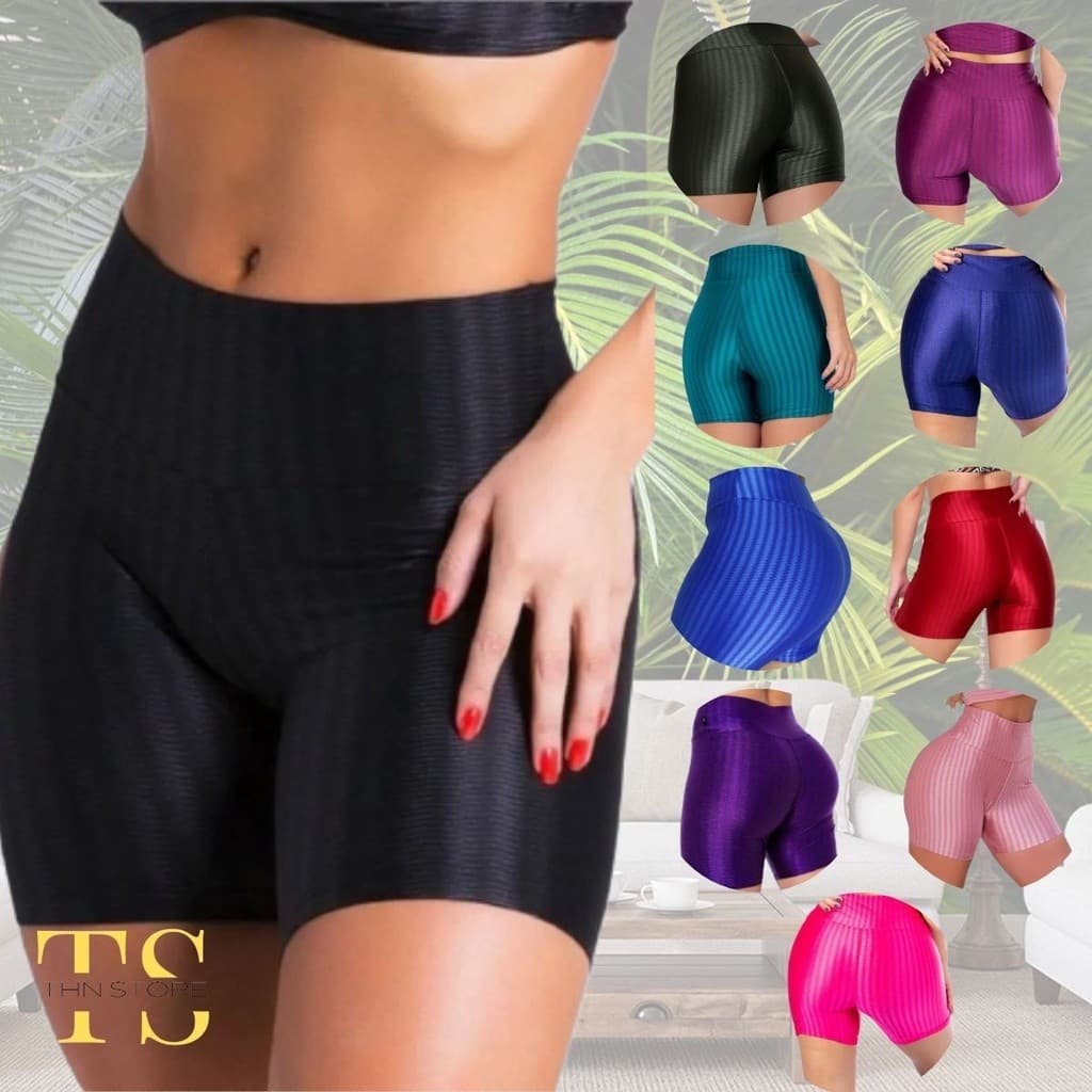 KIT 3 SHORTINHO LEGGING BERMUDINHA 3D CIRRE LEG PRETO AZUL VIOLETA E ROSA VERDE MUSGO BORDÔ P ao GG