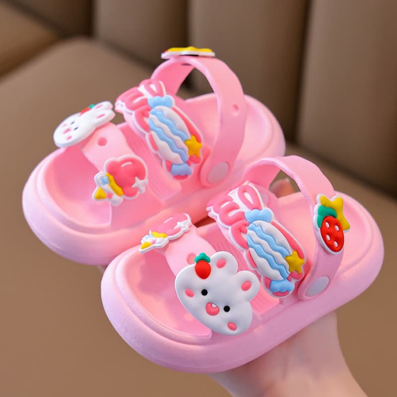 Sandálias Meninas Sandálias Summer Cute Cartoon Baby Indoor Soft-Soled Toddler Antiderrapante Coelho Antiderrapante