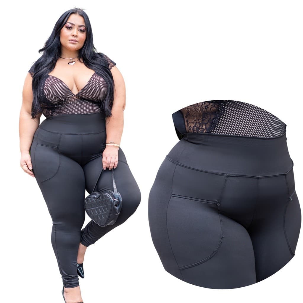 Kit 2 Calças Legging Peluciada Montaria Grossa Plus Size Modelo Exclusivo Bolso Ziper Felpado
