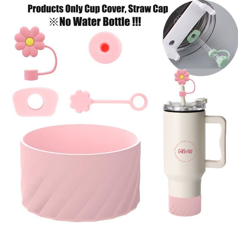 Conjunto de protetores de silicone para copos, tampa de canudo silicone à prova de derramamento bota de Garrafa