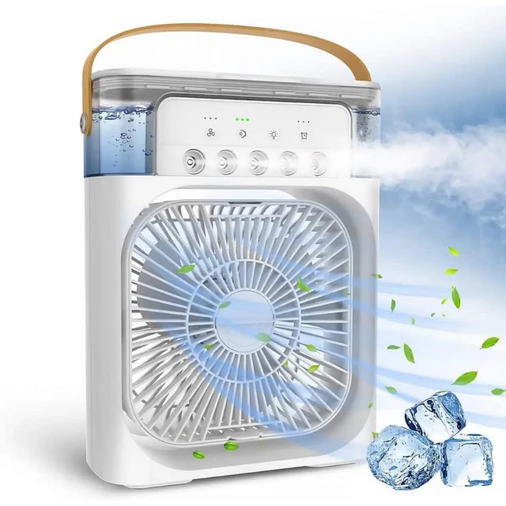Ventilador Umidificador Portátil Refrigerador De Ar Com Led Reservatório De Água Tipo C USB