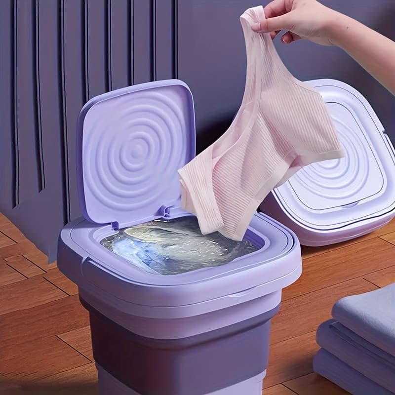 Mini Máquina de Lavar Roupa Dobrável Portátil Lavagem Á Mão 6L