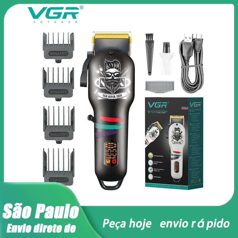 Cortador de Cabelo VGR699, Profissional para Corte e Gravação - Ideal para Estilos Modernos