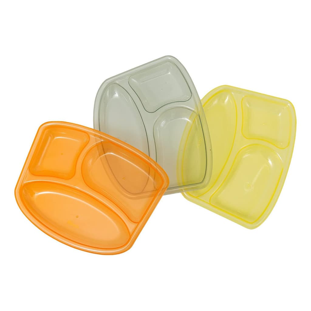 Kit 3 Pratos Infantis Com Divisórias Clingo Colors - Livre de BPA