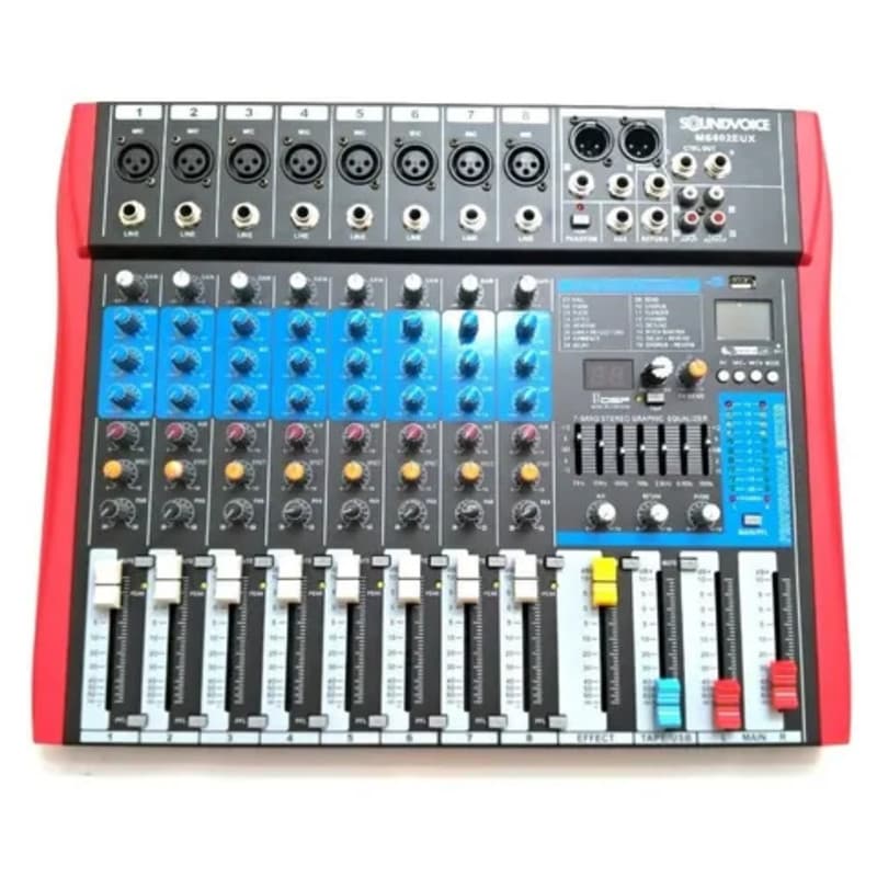 MESA DE SOM SOUNDVOICE MS802 EUX 8 CANAIS EF/EQ