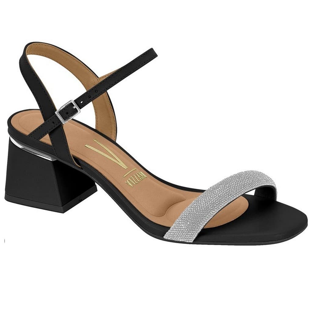 Sandália Feminina Salto Baixo Bloco Vizzano Strass Napa 6428.139