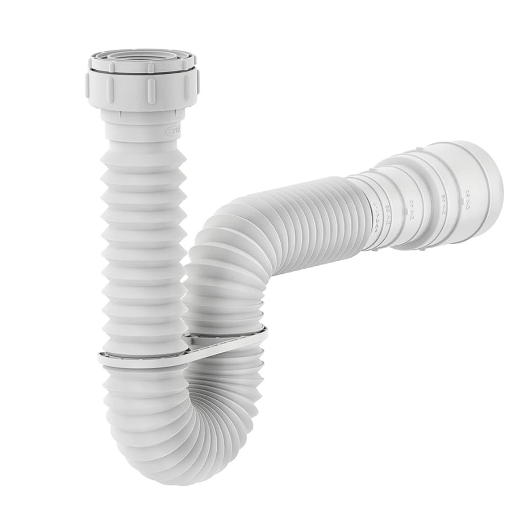 Sifão Sanfonado Tubo Extensível PVC 74cm Suporte Multiuso Branco Universal Censi