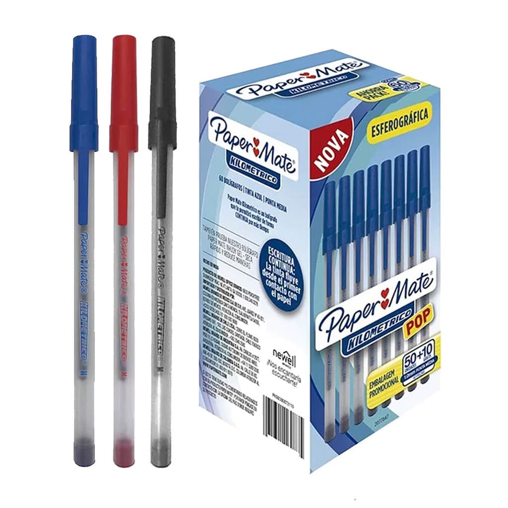 Caneta Esferográfica Kilometrica Paper Mate 1.0 mm 60 Und