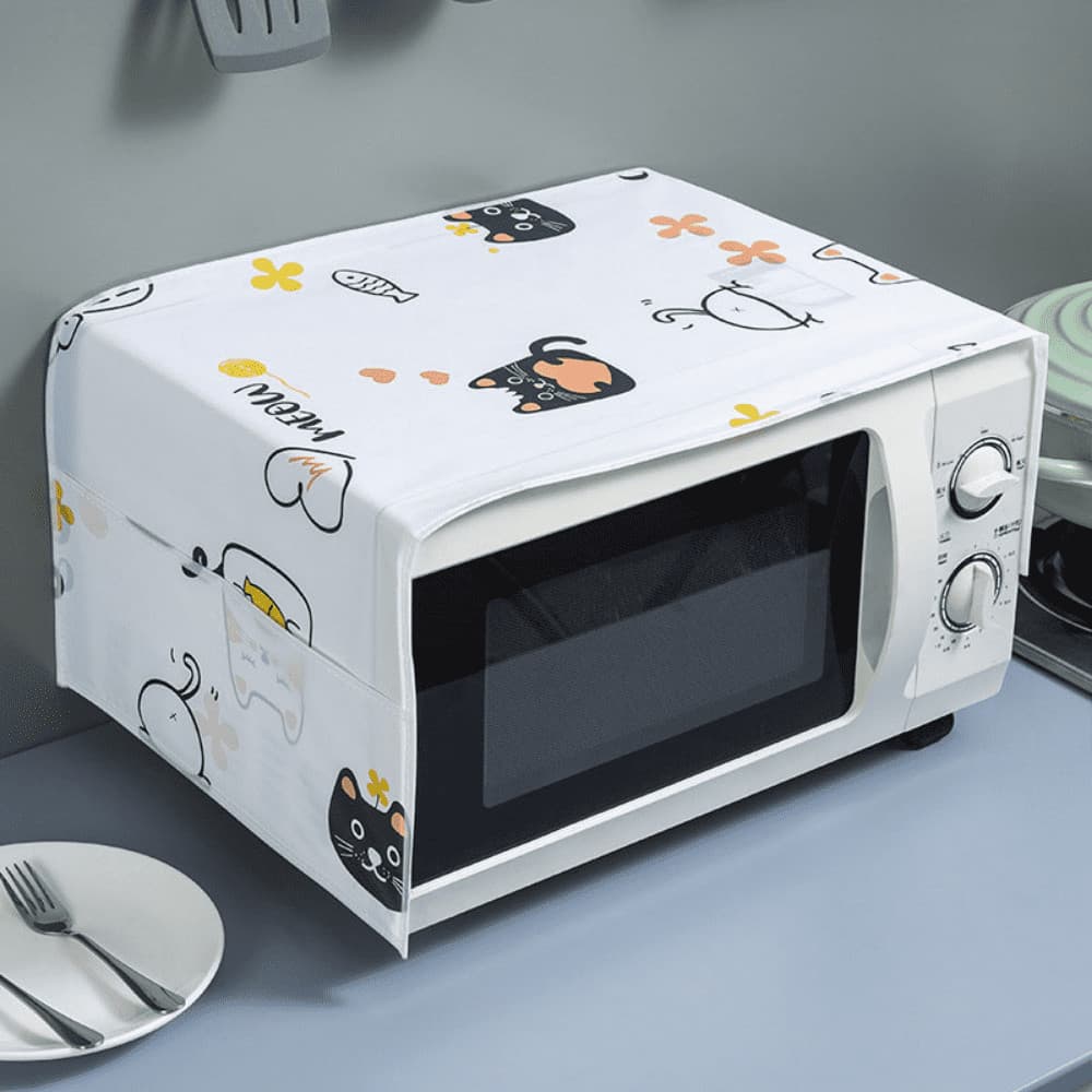 Capa Para Microondas Com Bolso Lateral Pano De Micro-ondas 85x35 Tecido Impermeável Casa Cozinha Proteção Anti Respingo Lavável Sujeira Óleo Litros