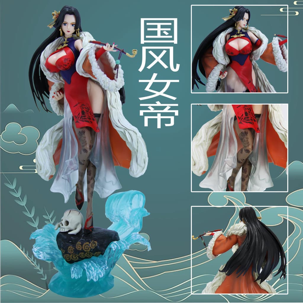 Estoque pronto One Piece Onishima Standing Estilo Chinês Imperatriz Cheongsam Hancock Natal Crânio Tubo Anime Figura Mod
