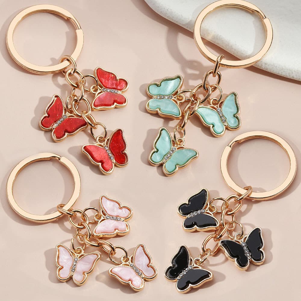 Chaveiro Colorido Rhinestone Butterfly Porta-Chaves Em Forma De Borboleta Metal Inseto Da Moda Para Carro Acessórios Bolsa Pingente Amigo Presentes