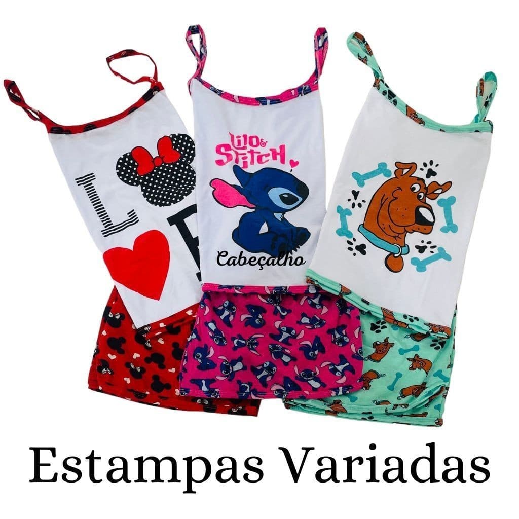 Baby Doll Malha Confortável Estampado Adulto Feminina Short Curto Fresco Su