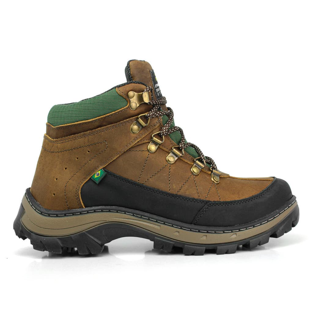 Bota Masculina Adventure Trilha Caminhada De Couro Legítimo Confortável Macia