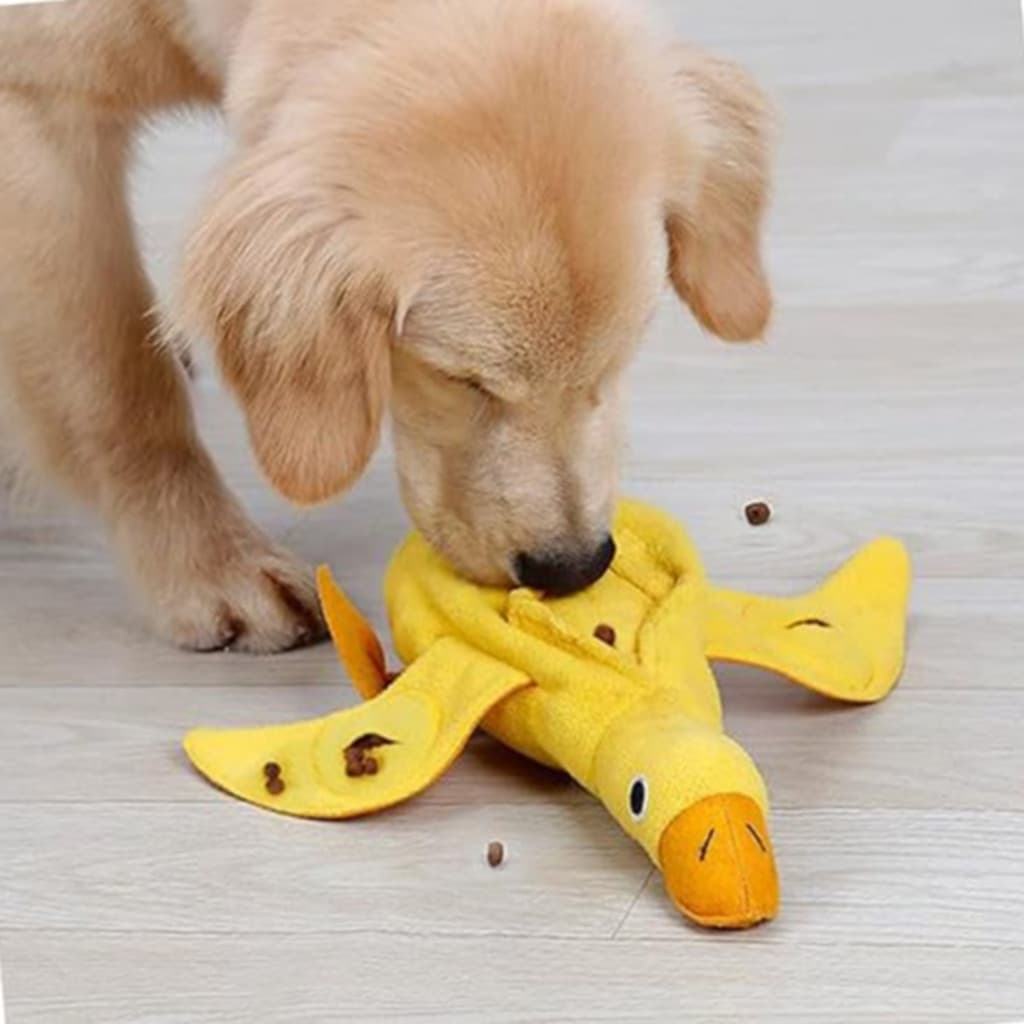 Pato Divertido e Educativo - Brinquedo Pet com Espação para Petisco para Cães