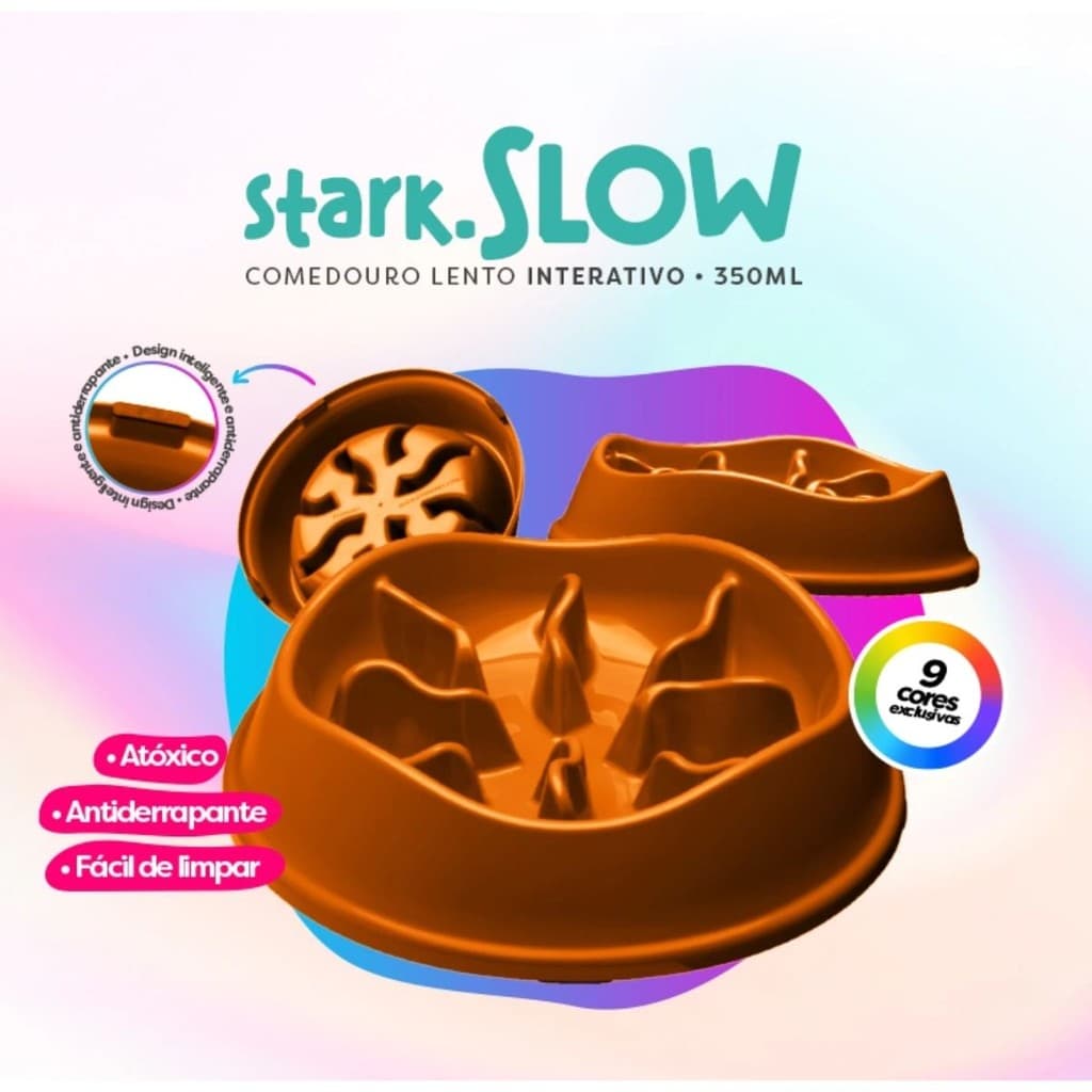 Comedouro Pote Lento Interativo Cães 350ml Obeso Ansiedade Vomitos Gastrite Diversao Slow Food Stark