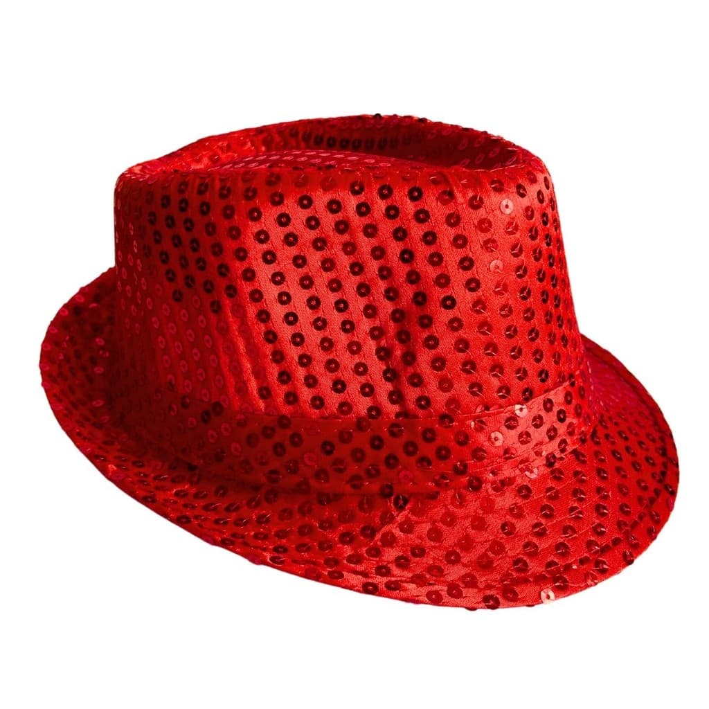 Chapéu Malandrinho Paetê Vermelho Lantejoula Fantasia Luxo