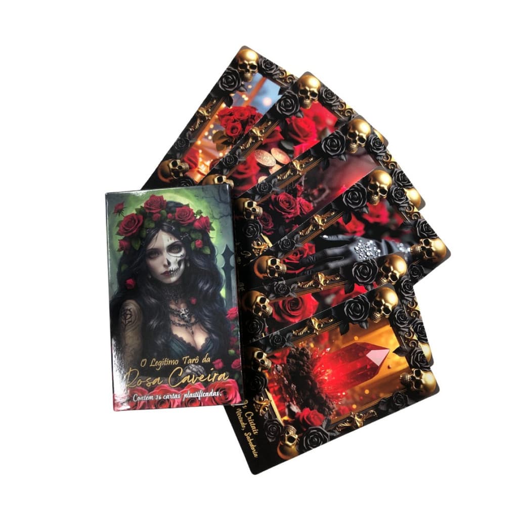 O Legitimo Tarô da Rosa Caveira 36 Cartas Plastif e Manual