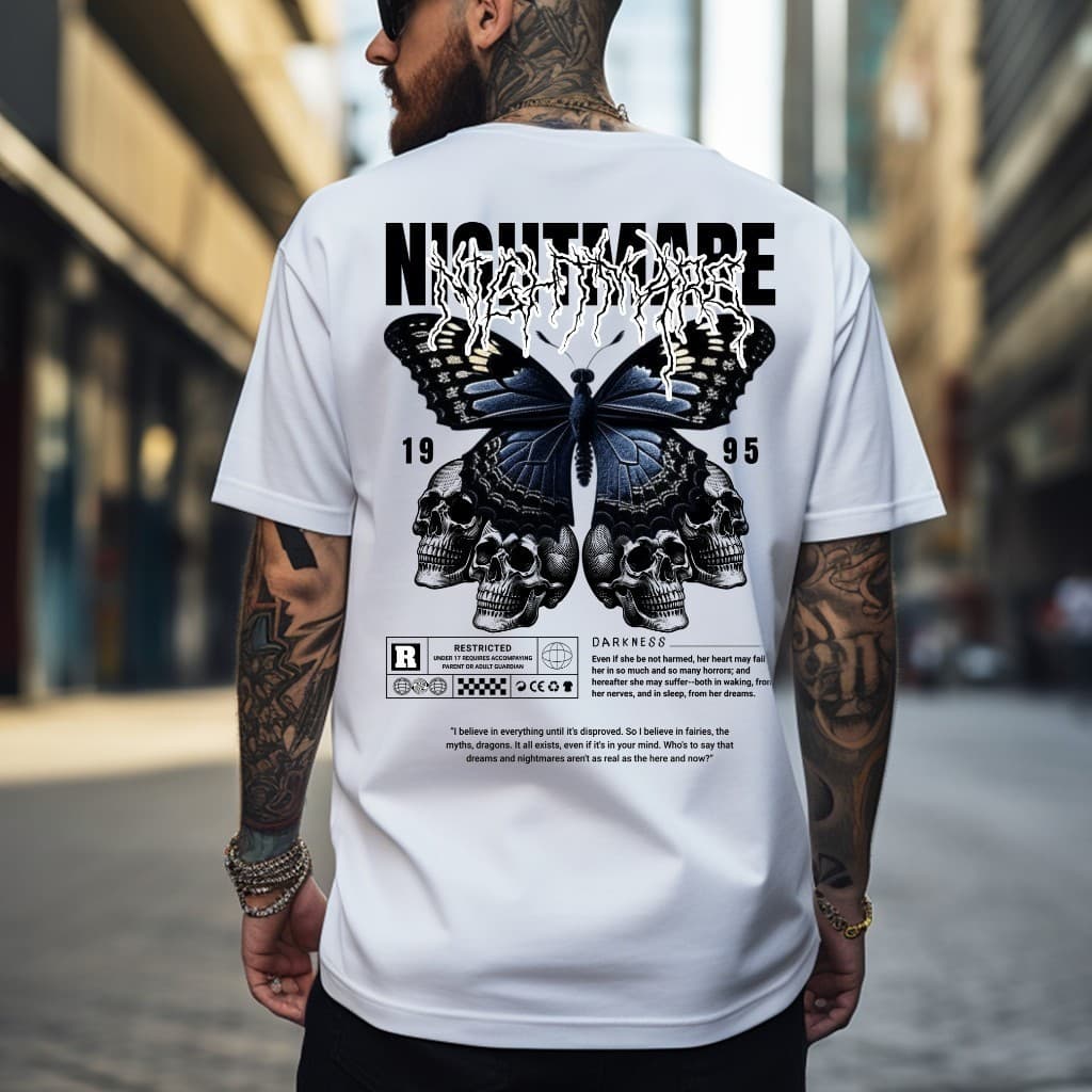Camiseta Básica 100% Algodão Streetwear Borboleta Butterfly Caveiras Novidade