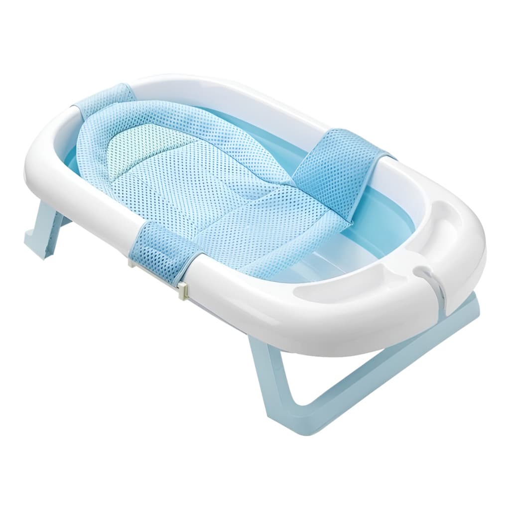 Kit Banho Banheira + Redinha Banheira Bebê Dobrável Azul