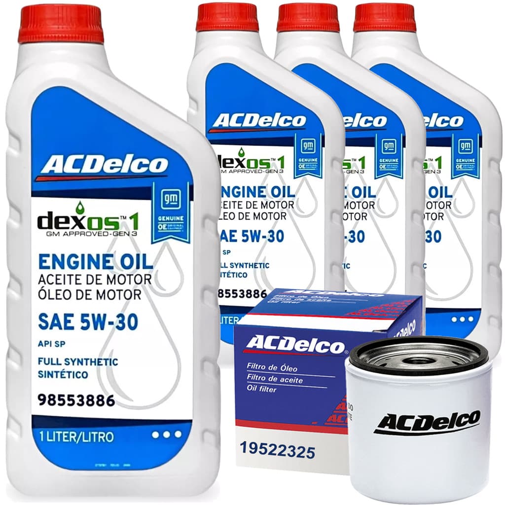 Kit 4 Litros De Oleo 5W30 Dexos1 Filtro De Oleo ACDelco Gm Onix Traker Montana Motor Turbo