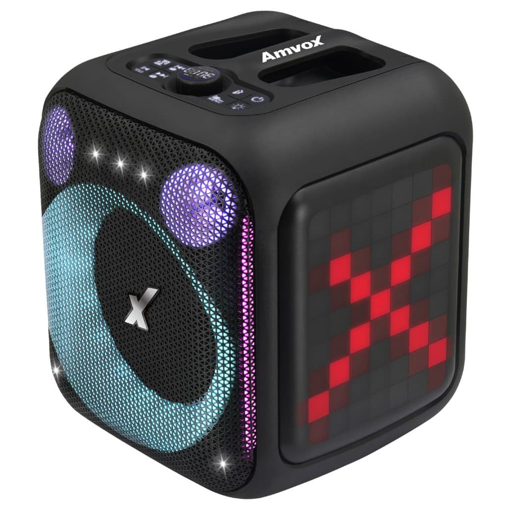 Caixa Amplificada 410W Amvox ACA 410 NEON Woofer 8" Led BT USB Micro SD TWS Bivolt bluetooth