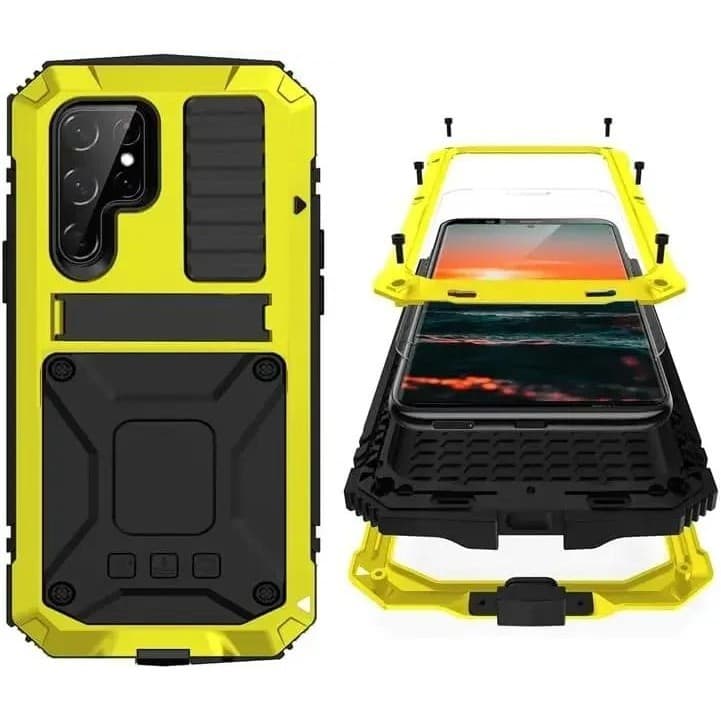 Capa Armadura De Metal De Alumínio Resistente Para Samsung S26 S25 S24 S23 S22 S21 Note 20 Ultra S20 Plus Protetor De Te