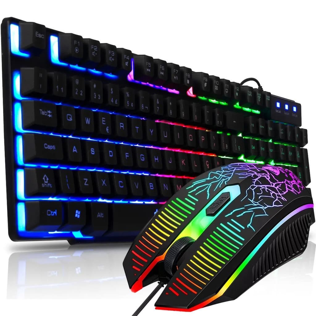 Combo Teclado Semi Mecânico Led Mouse Gamer Rgb 3600 Dpi