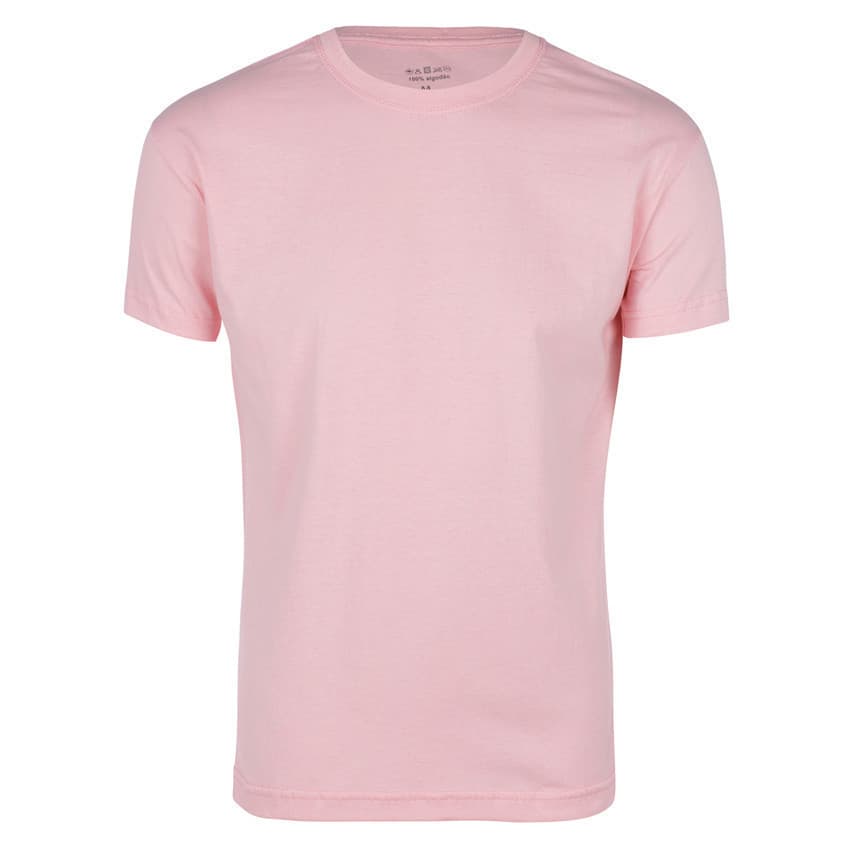 Camiseta Camisa Masculina Básica Algodão Rosa Para Uniforme e Dia Dia.