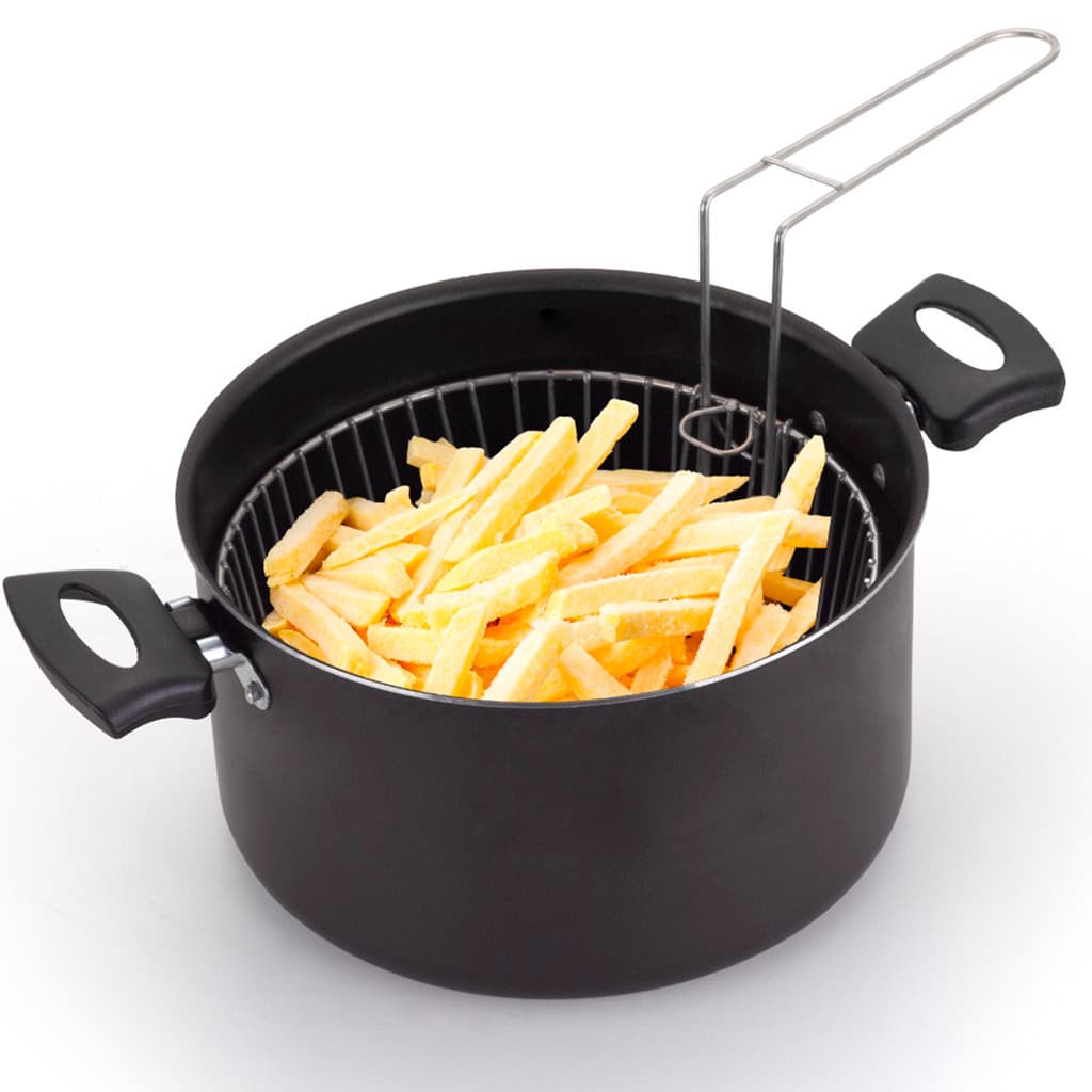 Panela Fritadeira Alumínio Salgado Batata Torresmo Com Cesto
