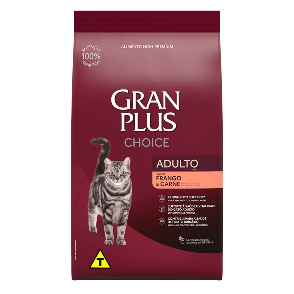 Ração GranPlus Choice Frango e Carne para Gatos Adultos 10,1 kg