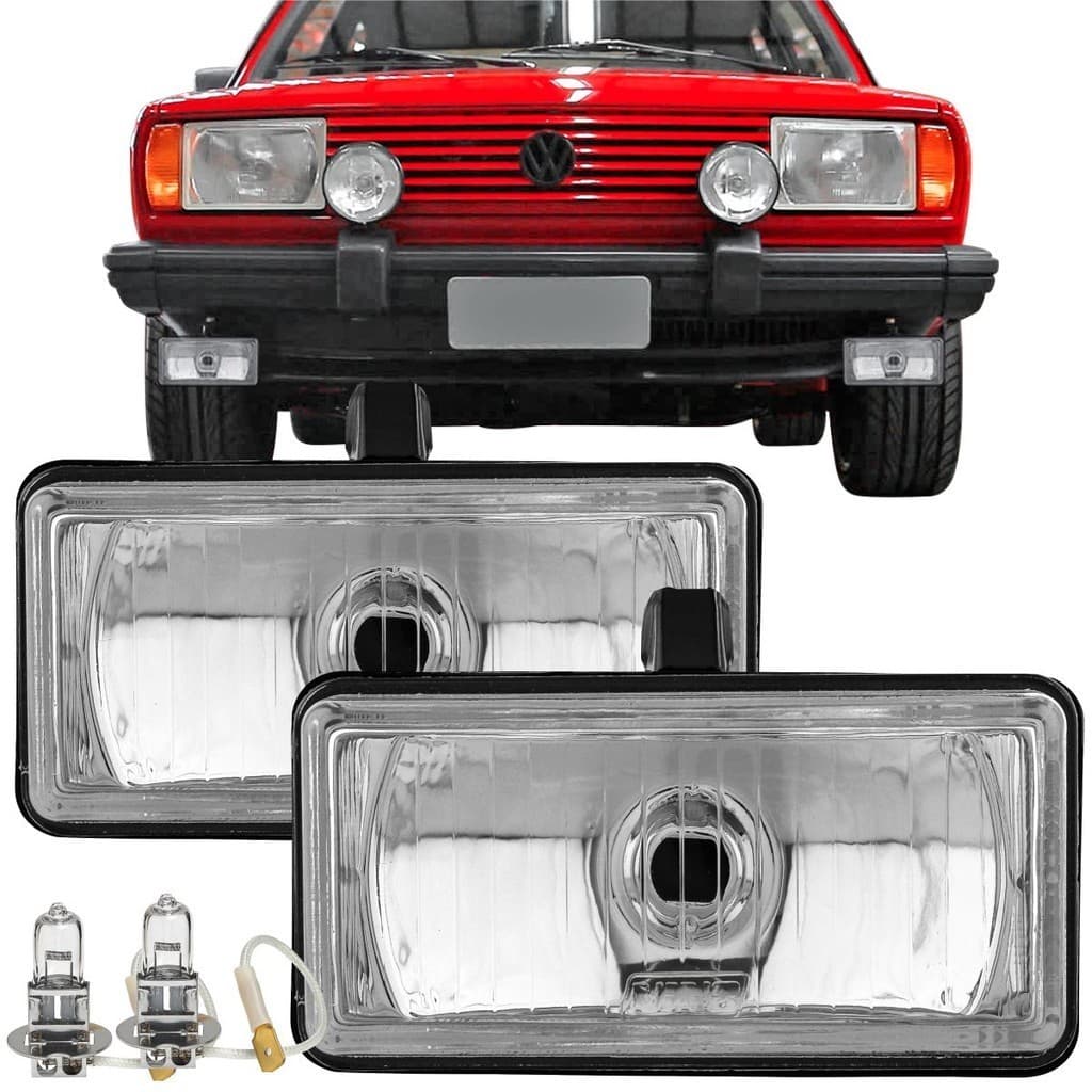 Par Farol Auxiliar Milha Retangular Universal Longo Alcance Gol Escort e Lampada