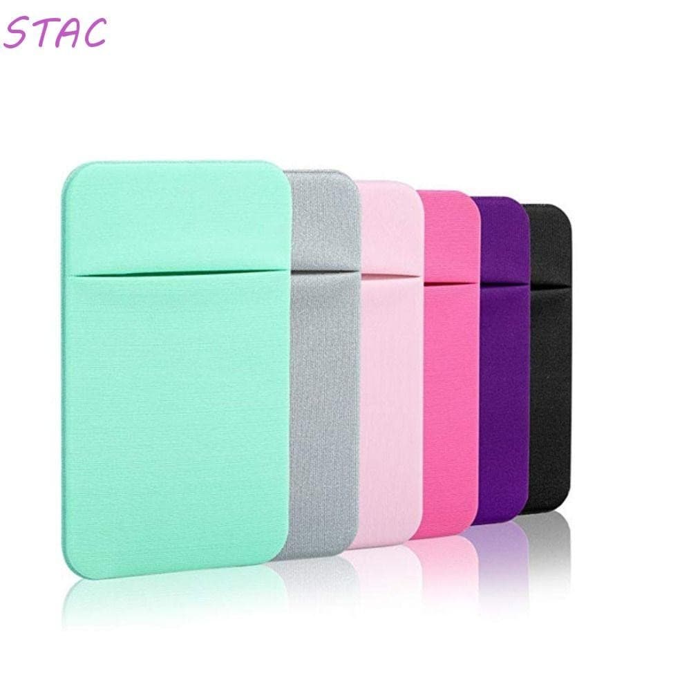 Porta-Cartões Para Telefone STAC 1PC Manga Adesiva Cartão Adesivo Elástico Capa Traseira Celular Bolsa