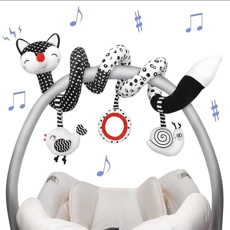 Spiral Plush Toys Babies Black Stroller White Spiral Activity Stretched Car Seat Hanging Mobile Sensory Cradle Newborns